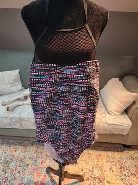BCG One-piece Swimsuit W Mesh Top And Back Detail Size 12